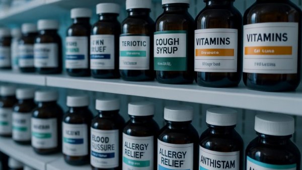 Assorted medicine bottles on a pharmacy shelf representing drug pricing.