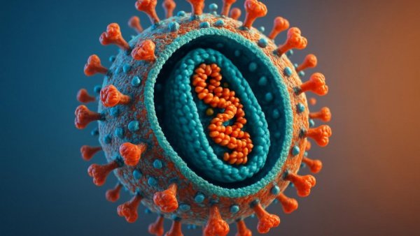 3D rendering of HIV virus structure for older adults with HIV care