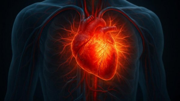 Illustration of cardiovascular inflammation in the heart.