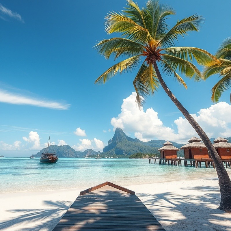 Stunning exotic vacation location with pristine beaches and lush landscapes.