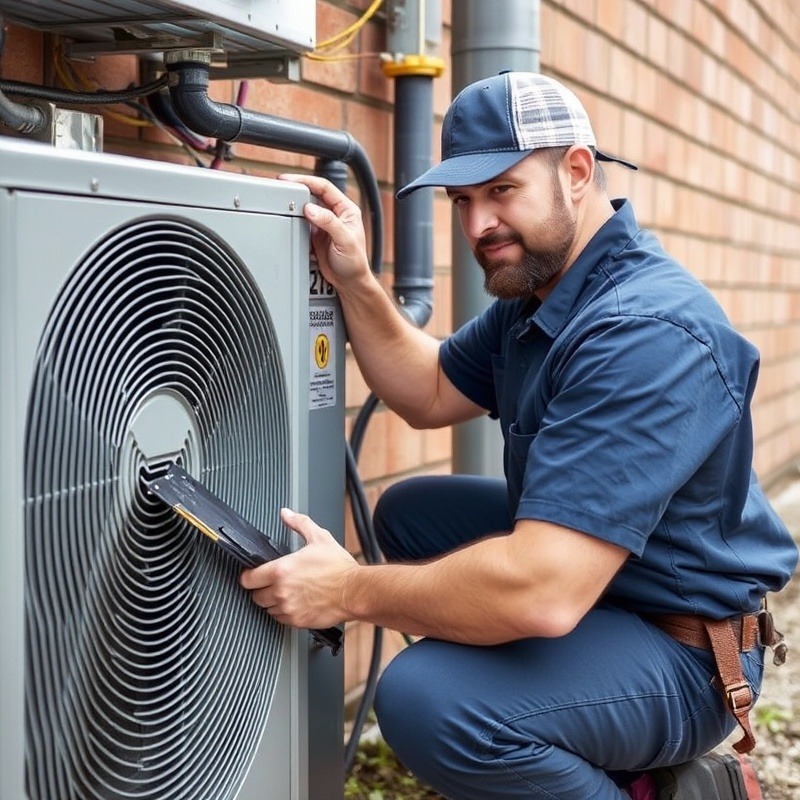 Expert HVAC repairman performing maintenance on a cooling system.
