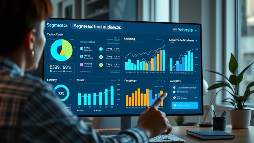 Photorealistic digital marketing dashboard in a high-tech home office with clear graphs.