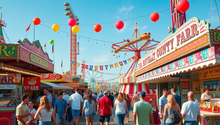 Lively New Jersey county fair with rides and happy visitors.