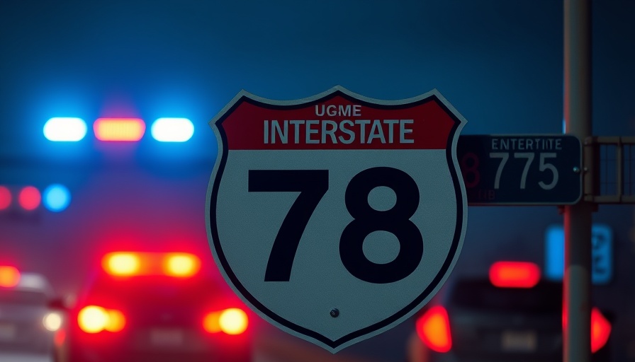 Interstate 78 sign with police lights, minor injuries I-78 crash.