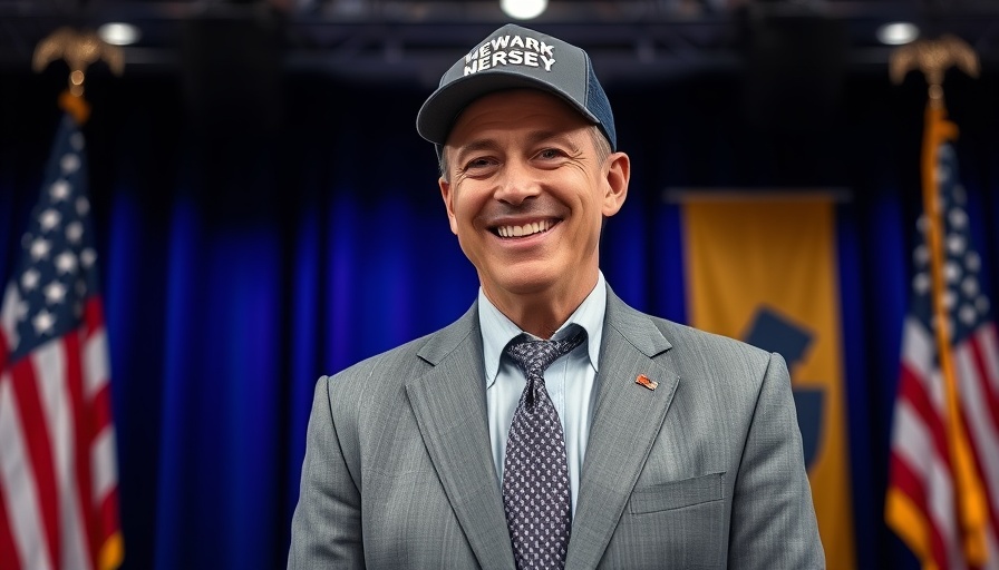 Newark Superintendent Roger León smiling on stage in a suit and cap.