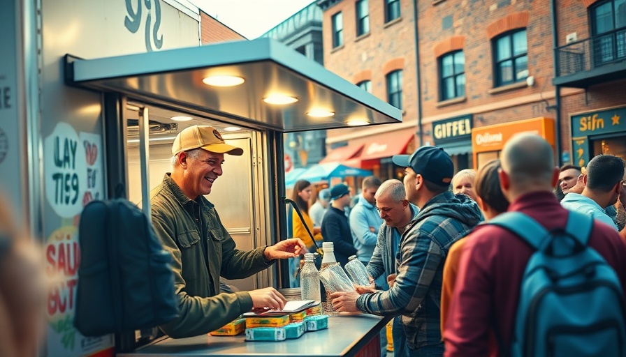 Food truck vendor serving customer at September food festival in New Jersey.