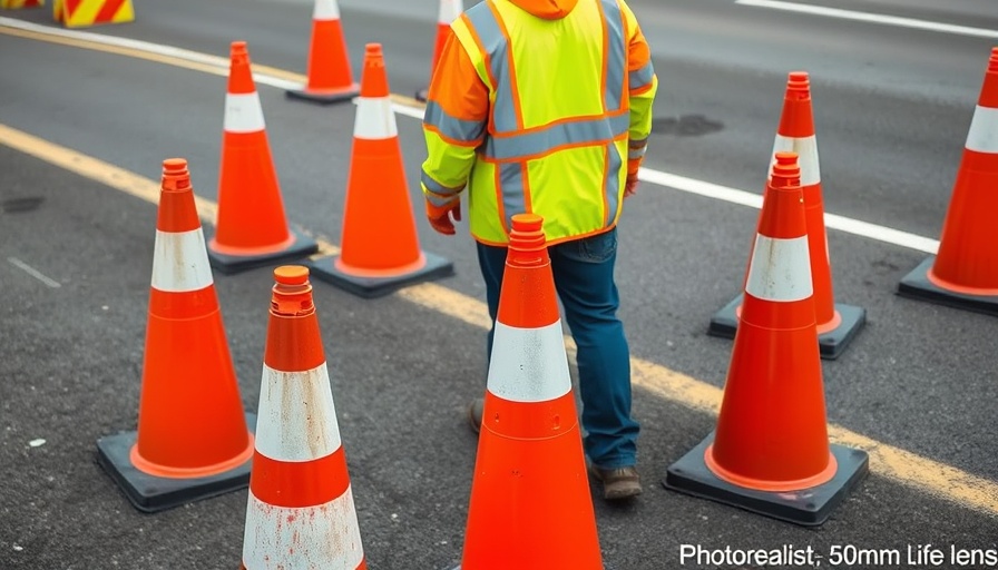 Work zone with safety cones, highlighting vehicular homicide penalties.