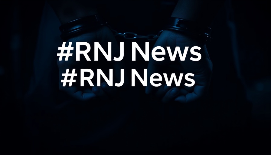 Dark moody image of handcuffed hands with RNJ News overlay.
