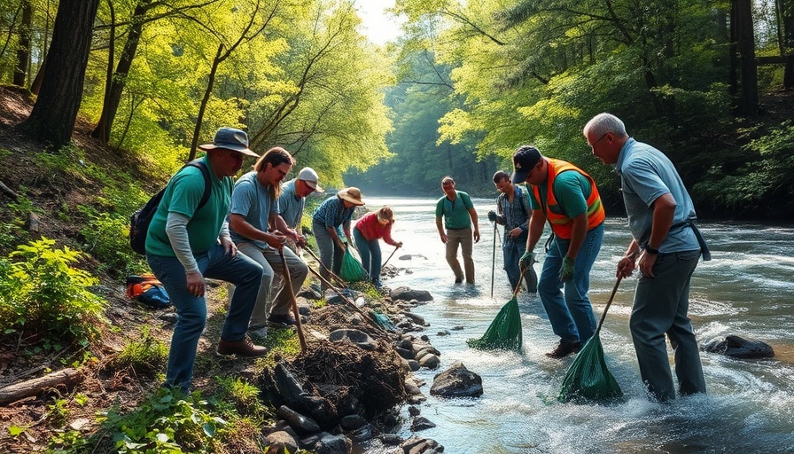 Volunteer team participating in Delaware River cleanup.