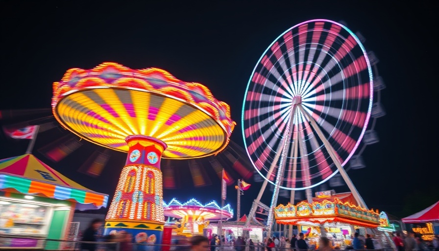 Vibrant carnival rides in New Jersey during Labor Day Weekend 2025.