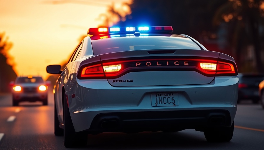 Police car in Sparta Township at dusk highlighting DWI charges