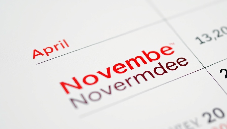Close-up of calendar page showing months from April to November.