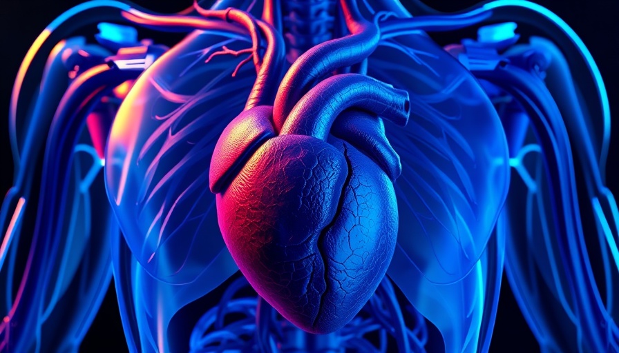 Detailed 3D illustration of human heart and veins.