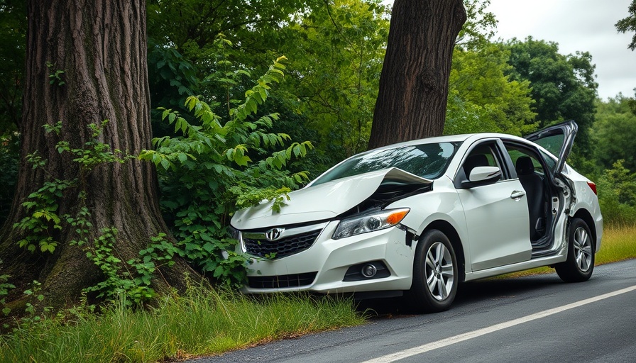 Route 206 crash: white sedan and damaged car at roadside collision site