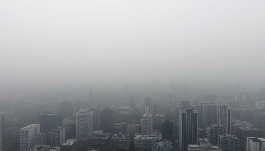 Hazy city view illustrating air pollution's effect, related to Alzheimer's research.