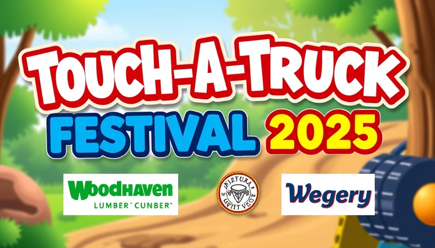 Touch-A-Truck Festival 2025 promotional banner with sponsor logos.