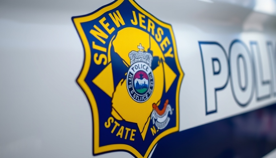 New Jersey State Police emblem on vehicle, related to marijuana trafficking bust.