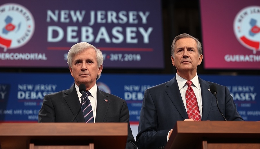 New Jersey gubernatorial debate stage with candidates addressing economic challenges