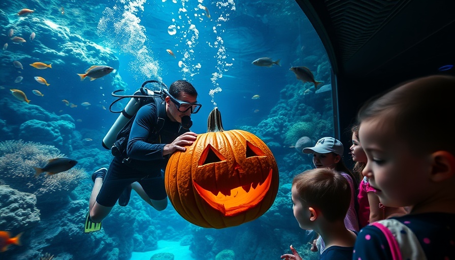 Diver carving pumpkin underwater at New Jersey aquarium event, September 26-28, 2025.