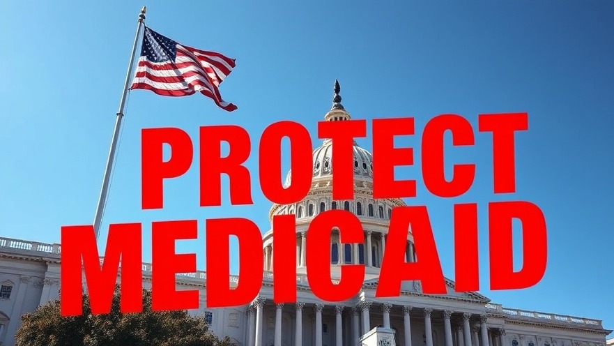 Dramatic view of the US Capitol building with 'PROTECT MEDICAID' message, highlighting scams targeting seniors.