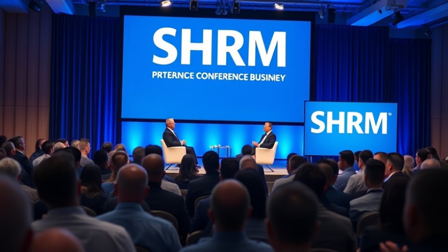 Speakers at conference discuss listening as a leadership skill with SHRM logo.
