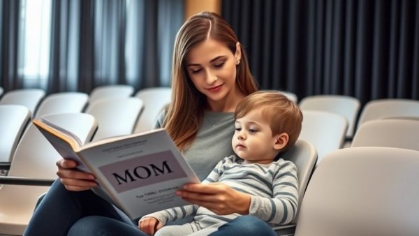 Mother reading to children, illustrating impact of caregiving on careers, seminar setting.