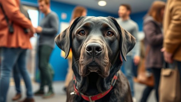 Labrador service dog at event with people, SHRM rescinded job offer over service dog.