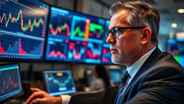Corporate director analyzing stock market data for recession predictions