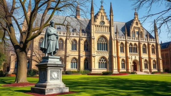 Historic statue in front of Gothic university building, EEOC demand for employee records context.