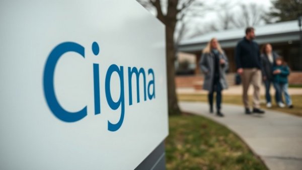 Cigna logo on sign with outdoor casual setting, related to Cigna obesity disability coverage.