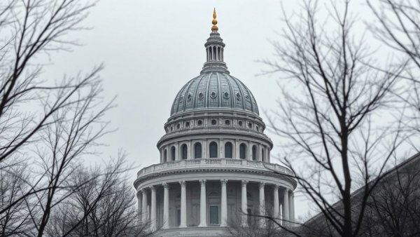 Minnesota dome shrouded in mist, highlighting AI job displacement Minnesota legislation.