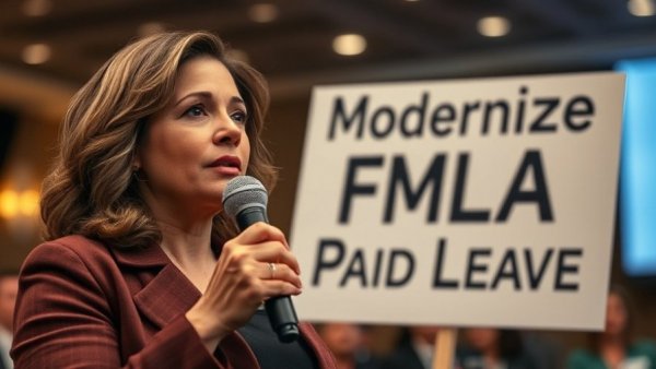 Speaker advocating for paid sick leave at conference.