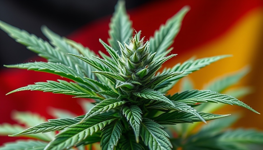 Vibrant cannabis plant against German flag symbolizing legalization success