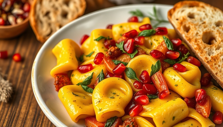 Pumpkin season dish at 32 Shea with colorful tortellini.