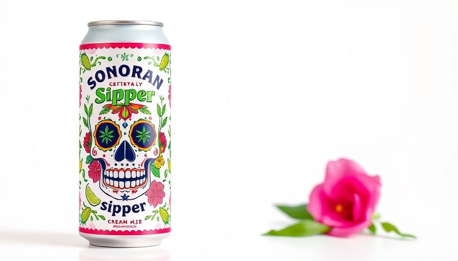 Vibrant Sonoran Sipper cream ale can with skull design.