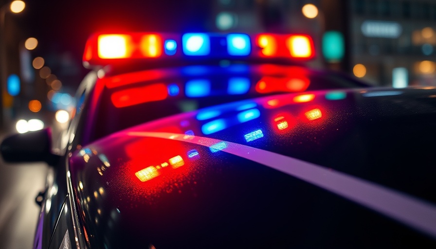 Police car with flashing lights at night, relevant to shooting at Alcorn State University.