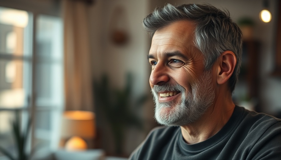 Casual man discussing all-in-one vaporizer clouds indoors.