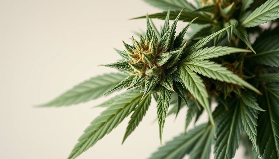 Close-up of cannabis plant leaves and buds, I Love Growing Marijuana.