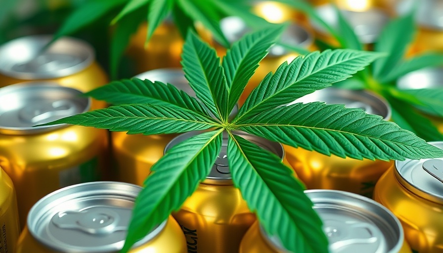 Cannabis leaf on beverage cans symbolizing cannabis industry news.