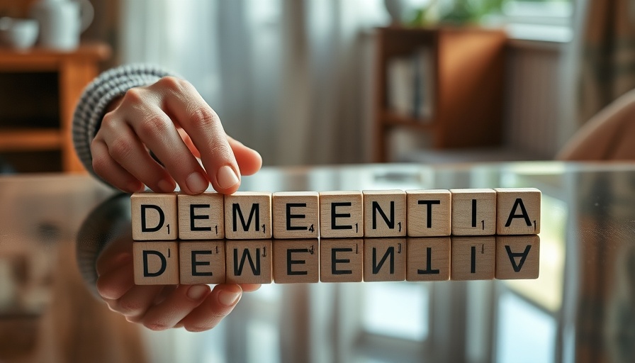 Hands arranging blocks spelling 'Dementia', link between mental health and dementia.
