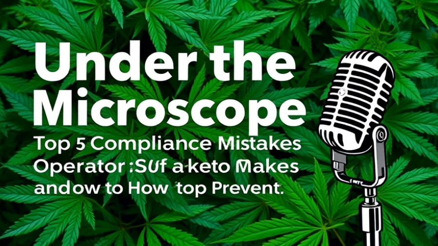 Cannabis Industry Compliance graphic with text and microphone.
