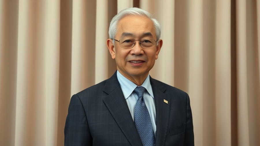 Elderly man in suit with formal expression against drape background.