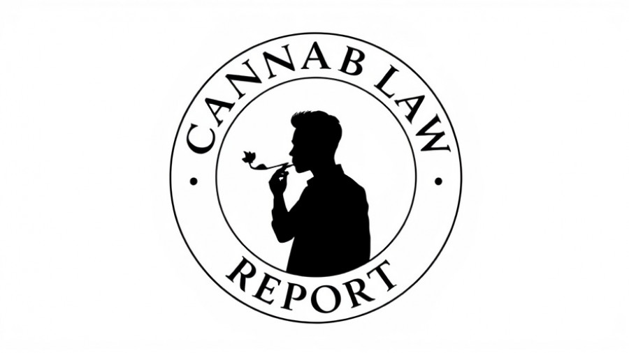 Minimalist Cannabis Law Report logo with silhouette and text.