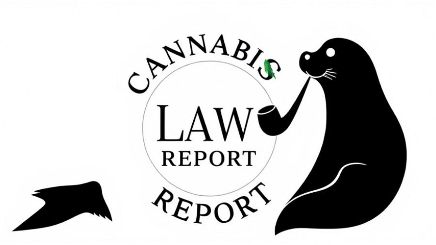 Monochrome seal with Cannabis Law Report text, minimalistic design.