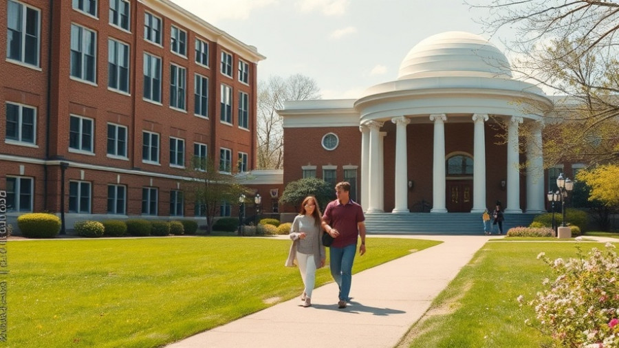 Classical college setting illustrating the cost of college discussion