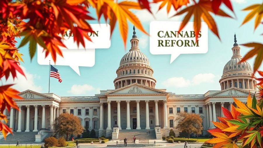 Cannabis reform and politics theme collage with White House.