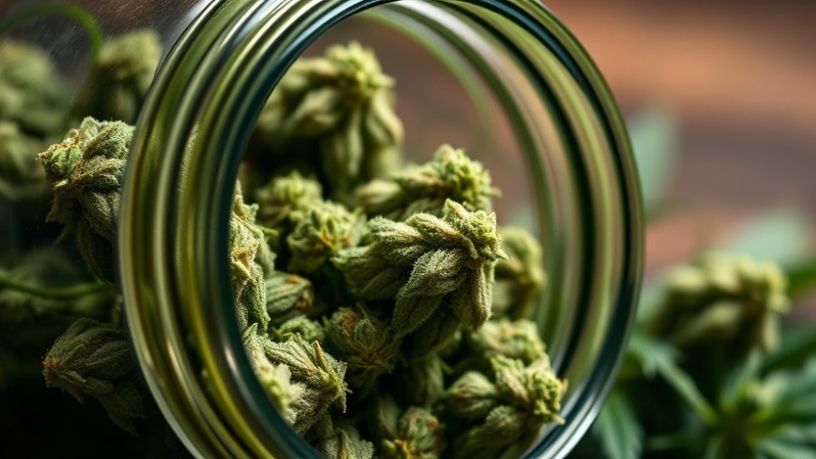 Close-up of cannabis buds in a jar illustrating strong cannabis tolerance