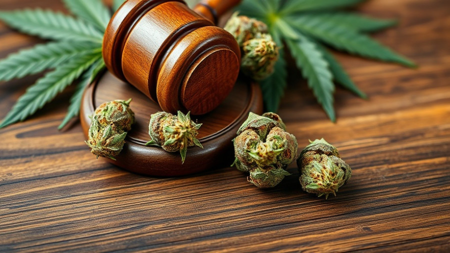 Legal gavel with cannabis buds on wood surface, highlighting labor peace agreements cannabis.