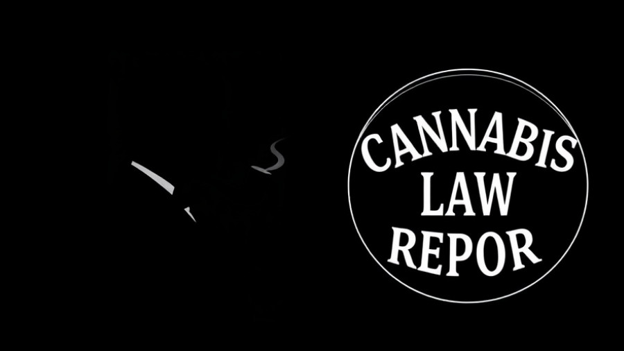 Silhouette logo for Cannabis Law Report in black and white.