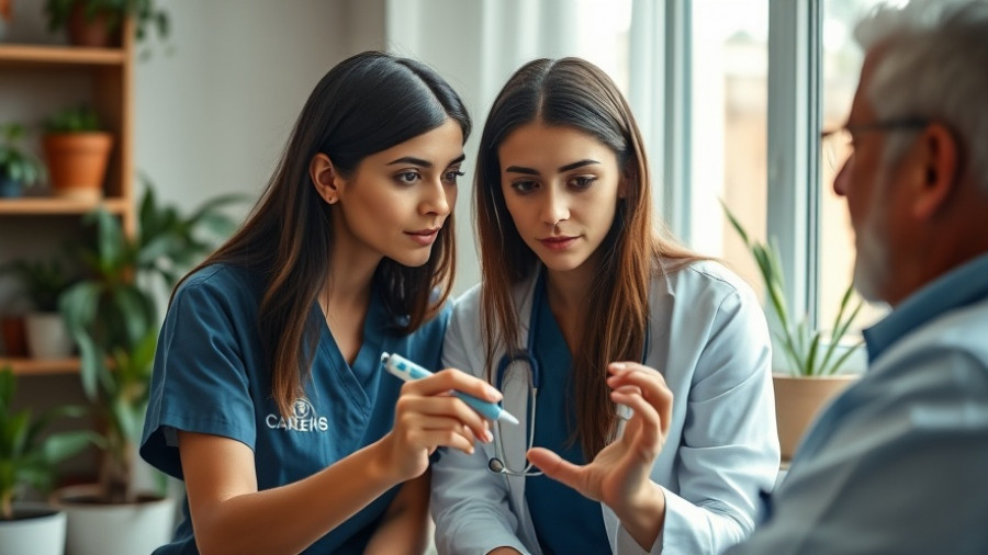 Type 2 Diabetes in Congenital Heart Disease care: nurse assists patient with insulin.